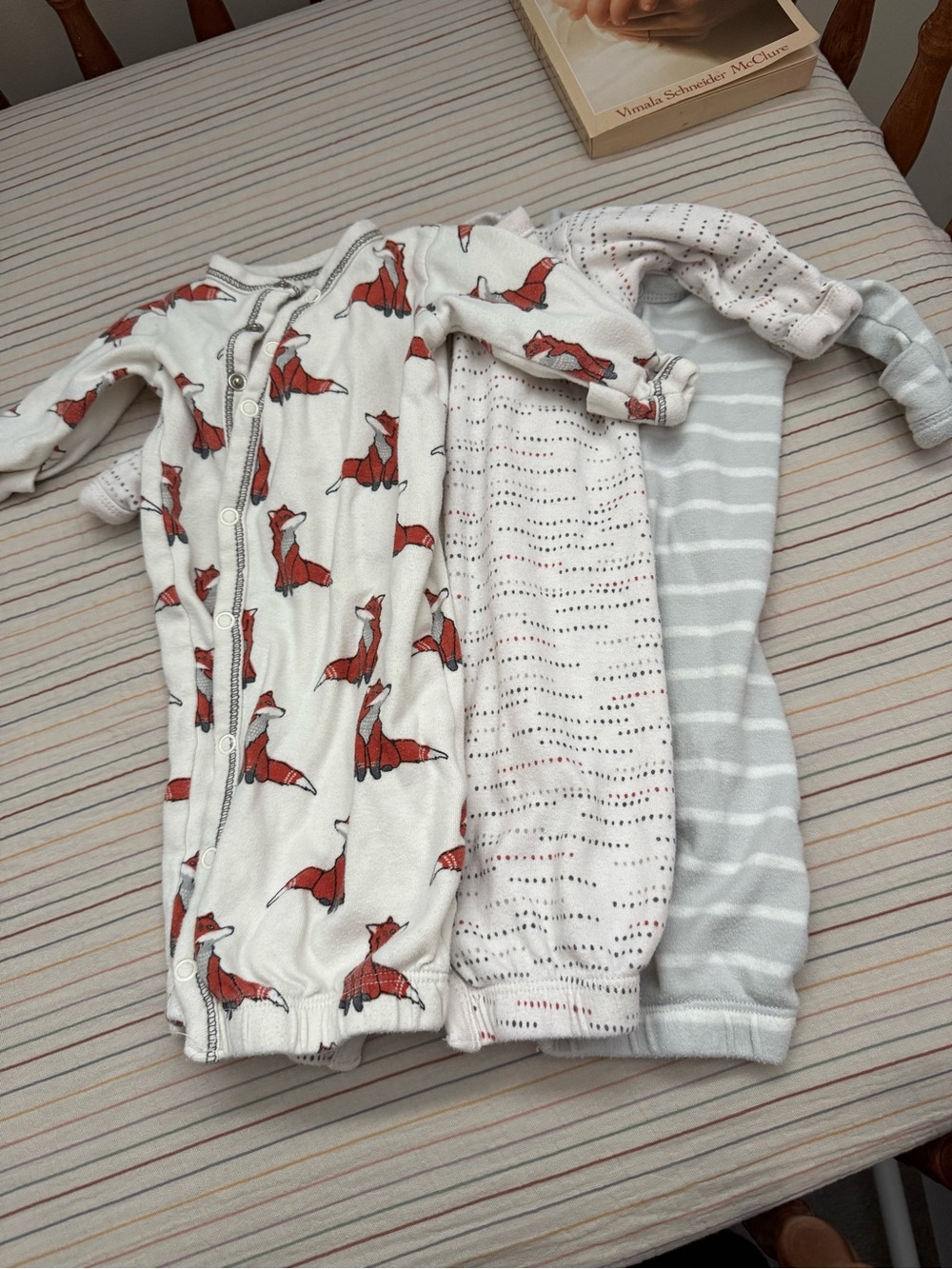 Preemie Baby Sleepers - Fox Print + Dotted + Gray Stripe